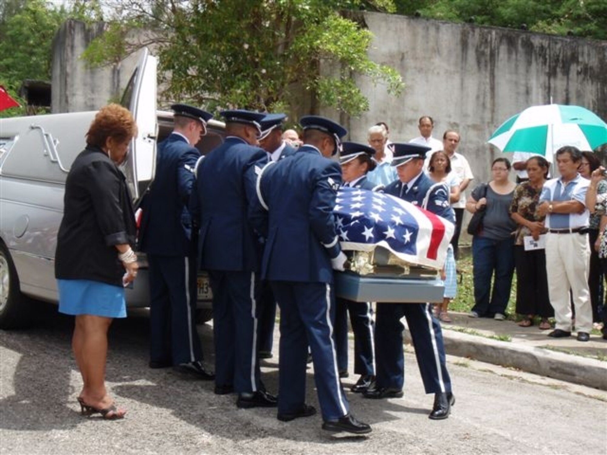 The Team Andersen Honor Guard's primary mission is to provide final military honors to our fallen military members. In this ceremony Team Andersen's Honor Guard were pall bearers. (Courtesy Photo)