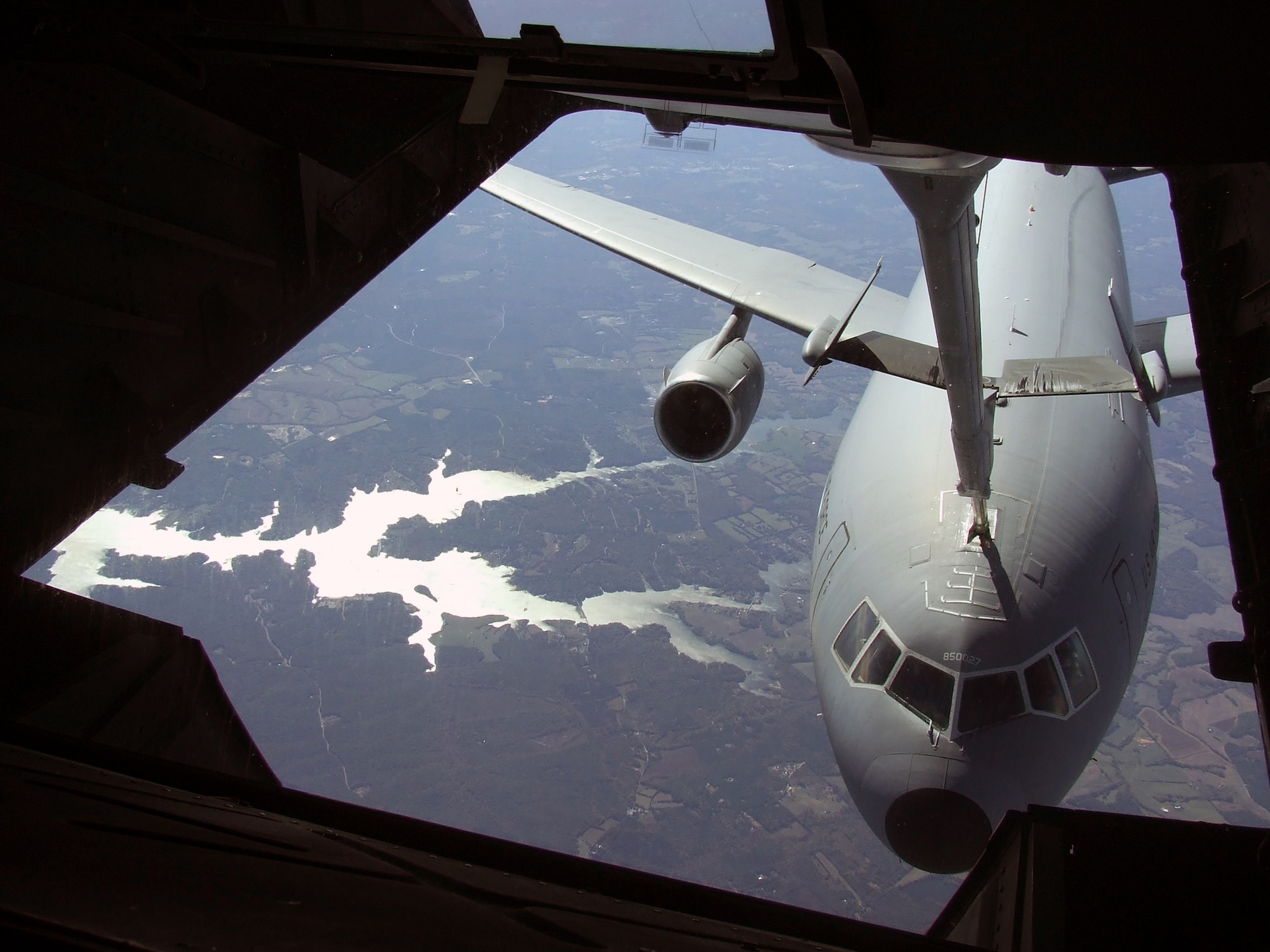 (1727 ZULU) A KC-10 Extender from McGuire Air Force Base, N.J., is refueled by another KC-10 from McGuire during a mission somewhere over the Eastern United States Oct. 28, 2007.  (U.S. Air Force Photo/Tech. Sgt. Scott T. Sturkol)