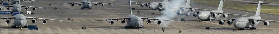 Panorama of McChord's C-17 Globemaster III's. (U.S. Air Force Photo/Abner Guzman.)