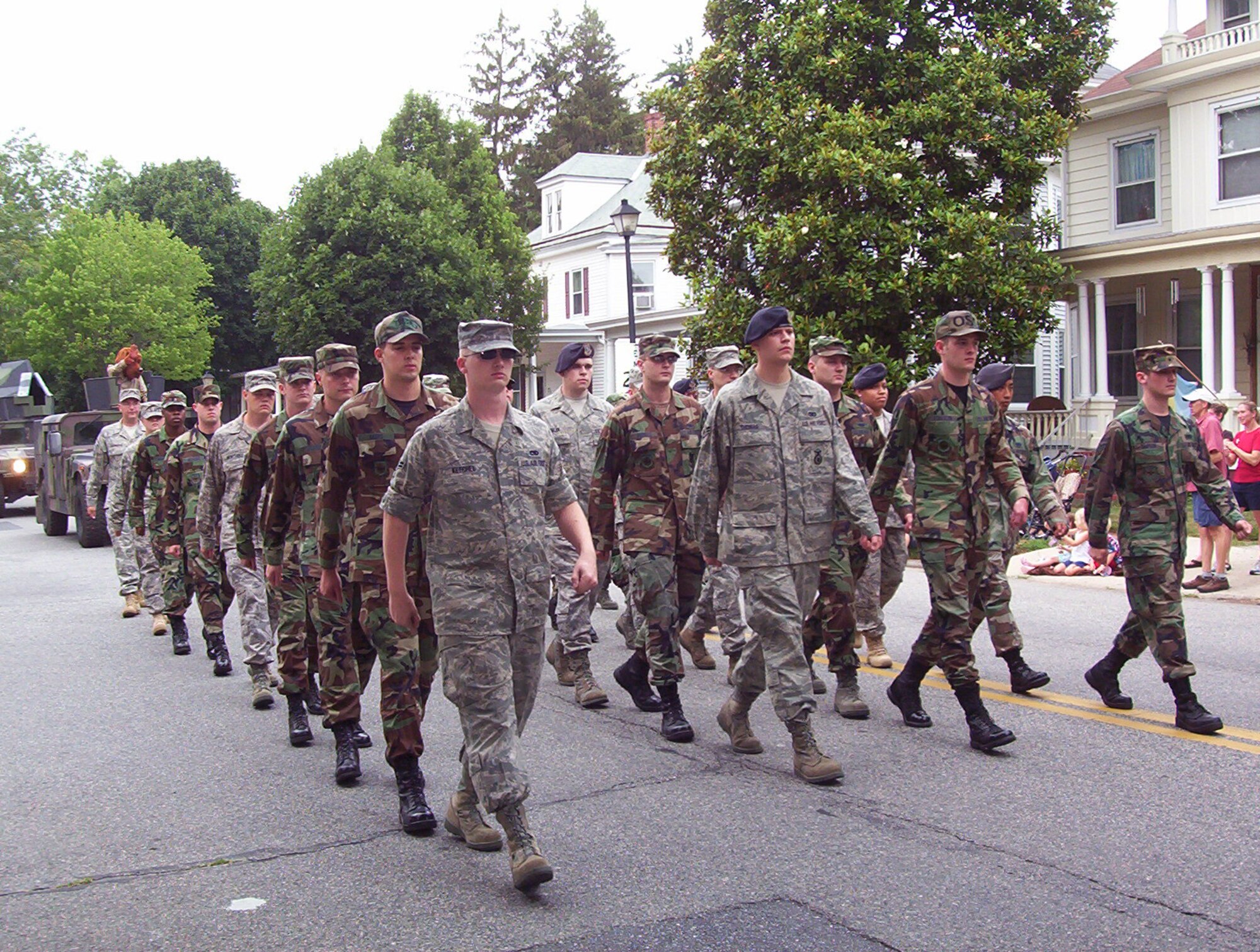 DOVER AIR FORCE BASE, Del. – A flight of Dover Airmen marches during the City of Dover’s Independence Day parade July 4 in downtown Dover. (Photo by Sue Walls)