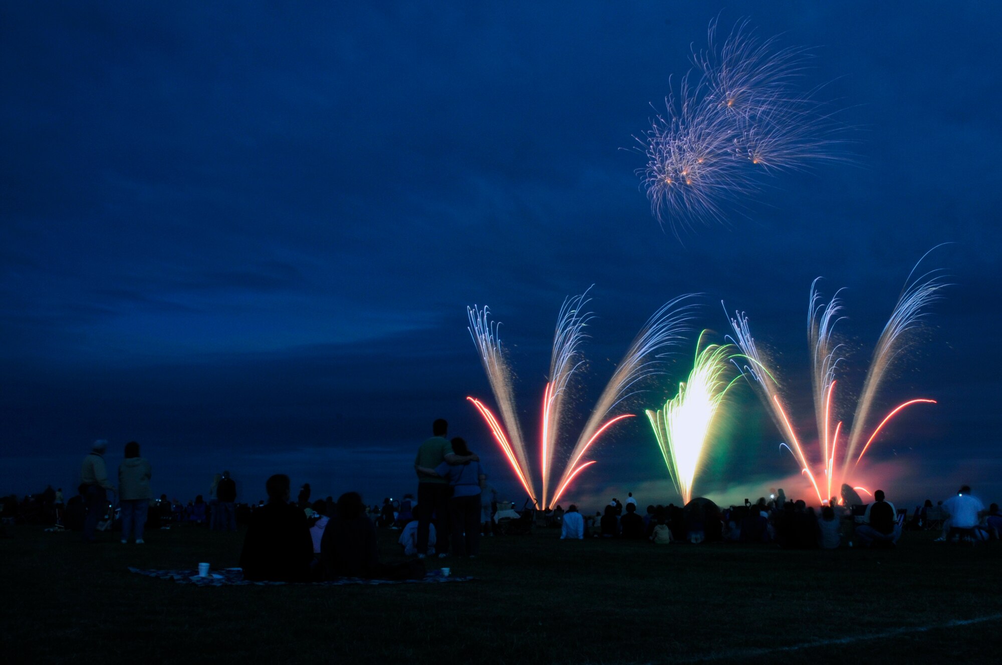 Fourth of July festivities at RAF Feltwell ended with traditional fireworks display for the entire crowd of American and British onlookers. (U.S. Air Force photo by Airman Perry Aston)