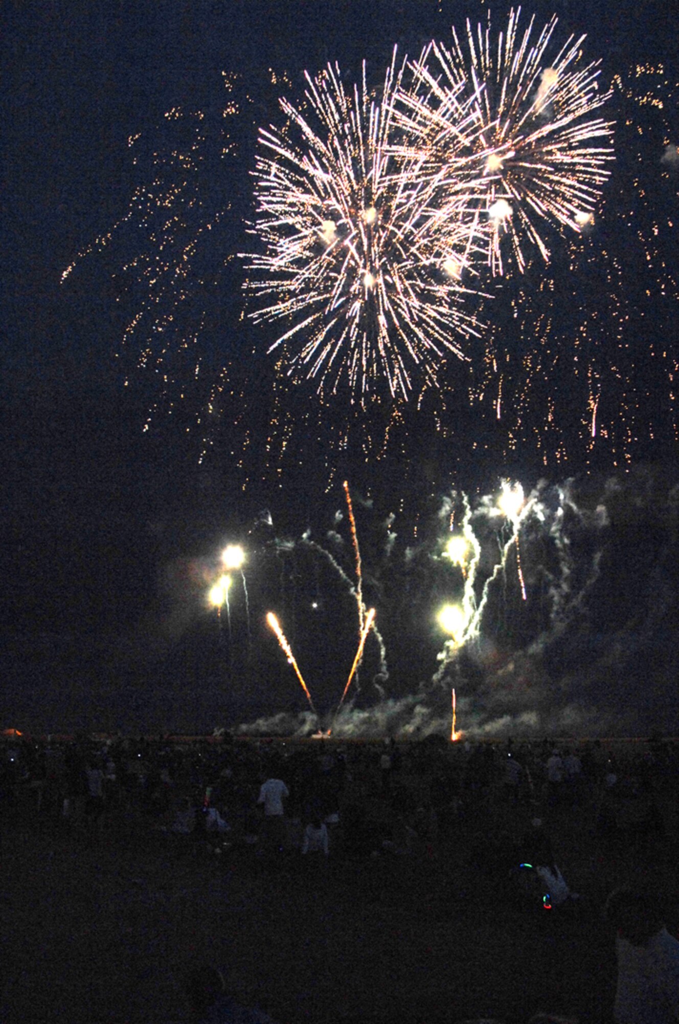 Fourth of July festivities at RAF Feltwell ended with traditional fireworks display for the entire crowd of American and British onlookers.  (U.S. Air Force photo by Senior Master Sgt. Thomas Wood)