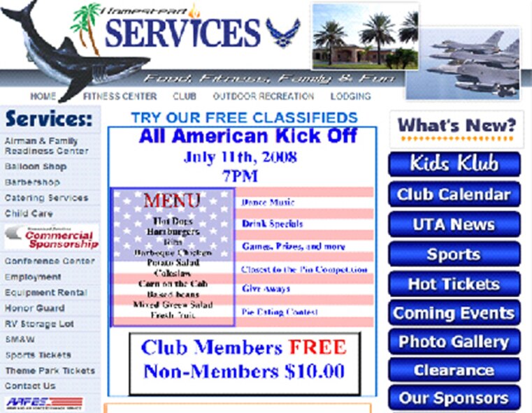 Homestead Services has launched a new Web site – www.Homestead-Services.com –serving as a gateway to the facilities, programs, and events offered at Homestead Air Reserve Base. All Homestead Services departments have their own informational pages to include Outdoor Recreation, the Falcon’s Nest Club, Heritage Hall Conference Center, Sam Johnson Fitness Center, and the Honor Guard. Military members and retirees may also make online reservations for Homestead Inn.