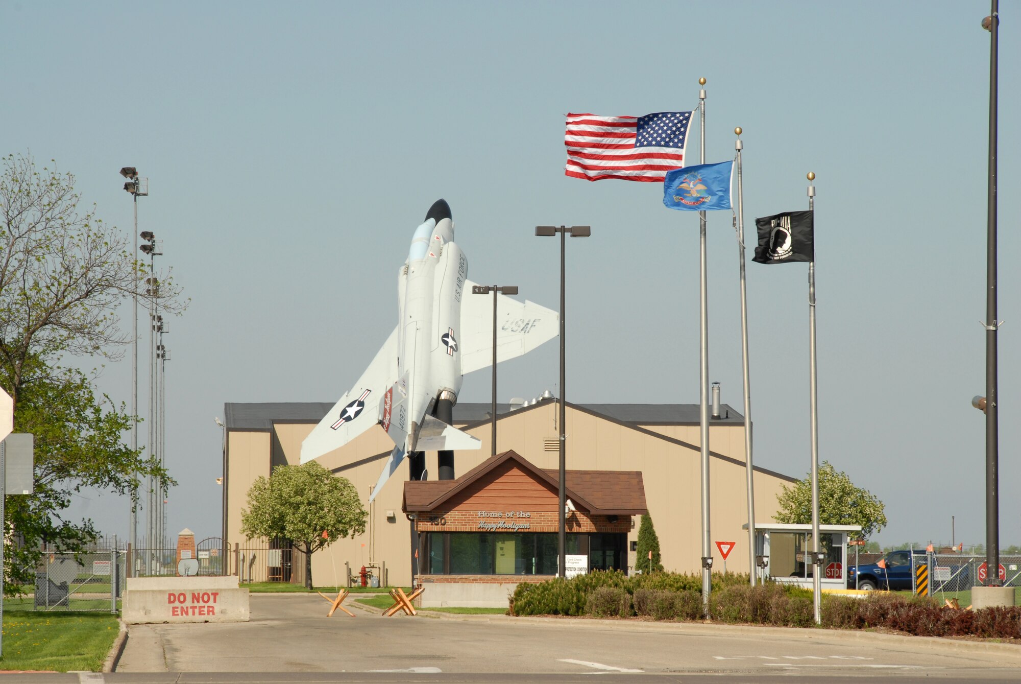 The F-4 Fighting Phantom is proudly displayed just inside the entrance of the 119th Wing, N.D. Air National Guard.  Airmen from the N.D. Air National Guard flew this aircraft from 1977 to 1990.  
