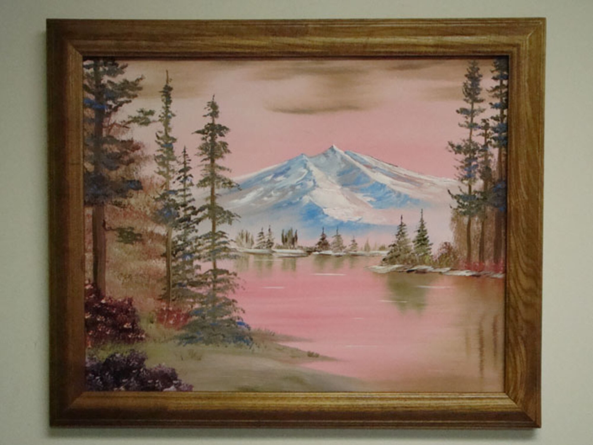 James “Trapper” Landon, Aerospace Testing Alliance machinist in the Model Shop,   painted this mountain scene for Stacy Lowe who also works in the Model Shop. (Photo provided)