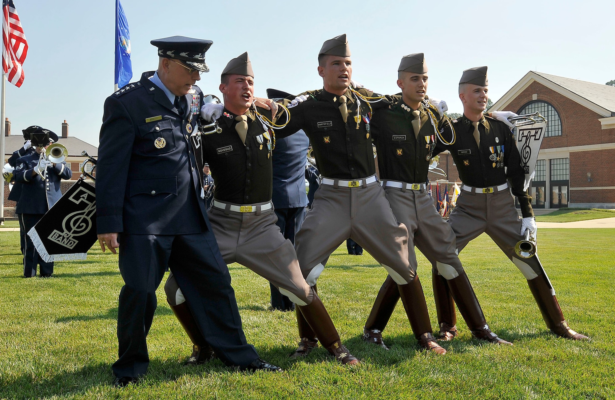 Air Force Chief of Staff Gen. T. Michael Moseley joins cadets from his alma mater, Texas A&M University, during his retirement ceremony July 11 at Bolling Air Force Base, D.C. (U.S. Air Force photo/Scott M. Ash)