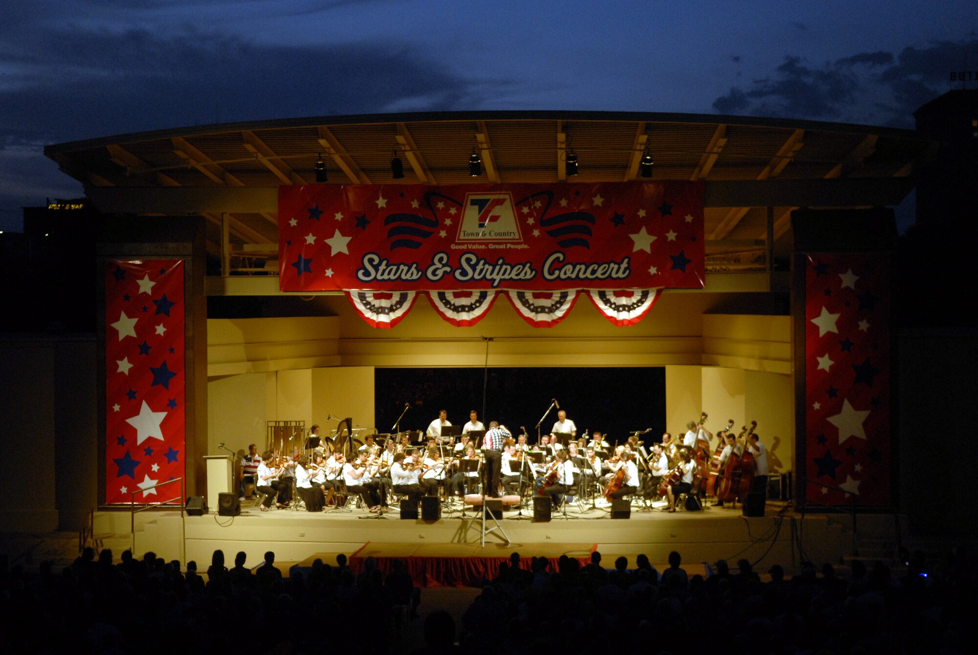 More than 30,000 spectators were in attendance for this year’s Town & Country Stars & Stripes July 3rd Pops Concert. The event was dedicated to the symphony’s former conductor and the concert’s founder, Gene Smith. The concert has been and continues to be a tradition for the San Angelo community. Every year people from around the community and surrounding areas show up to celebrate our country’s independence at the third largest celebration of its kind in the state of Texas. (U.S. Air Force photo by Senior Airman Kamaile Chan)