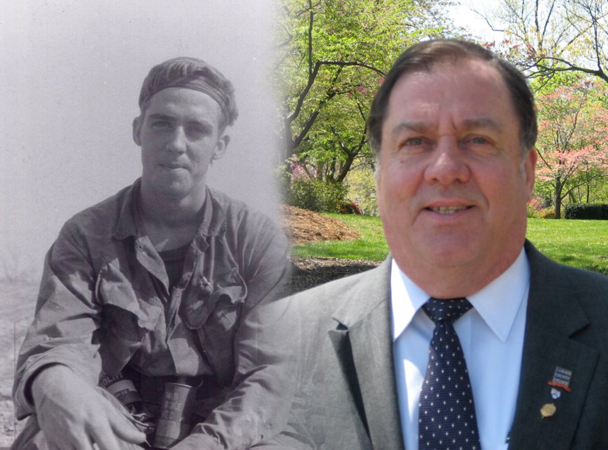 Eugene Toni, shown at left as a member of the 101st Airborne Division during the Vietnam War, is the advisor for the Air Force Small Business Office's Service-Disabled Veteran-Owned Small Business program. (U.S. Air Force illustration)