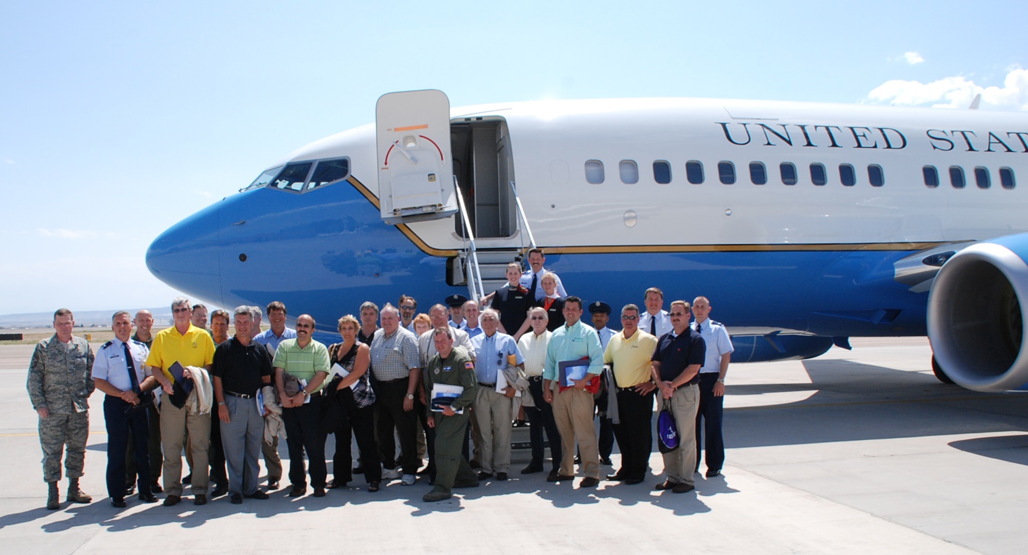 The Air Force Reserve Command's flying unit in Illinois, the 932nd Airlift Wing, flew a group of Scott Air Force Base area civic leaders to visit Peterson Air Force Base in Colorado recently.  Pilots, flight attendants and crew chiefs were able to show what they do to make the mission of the C-40C work.  They visited the 21st Space Wing and the 302nd Airlift Wing as part of the base tour.  Photo/Maj. Stan Paregien