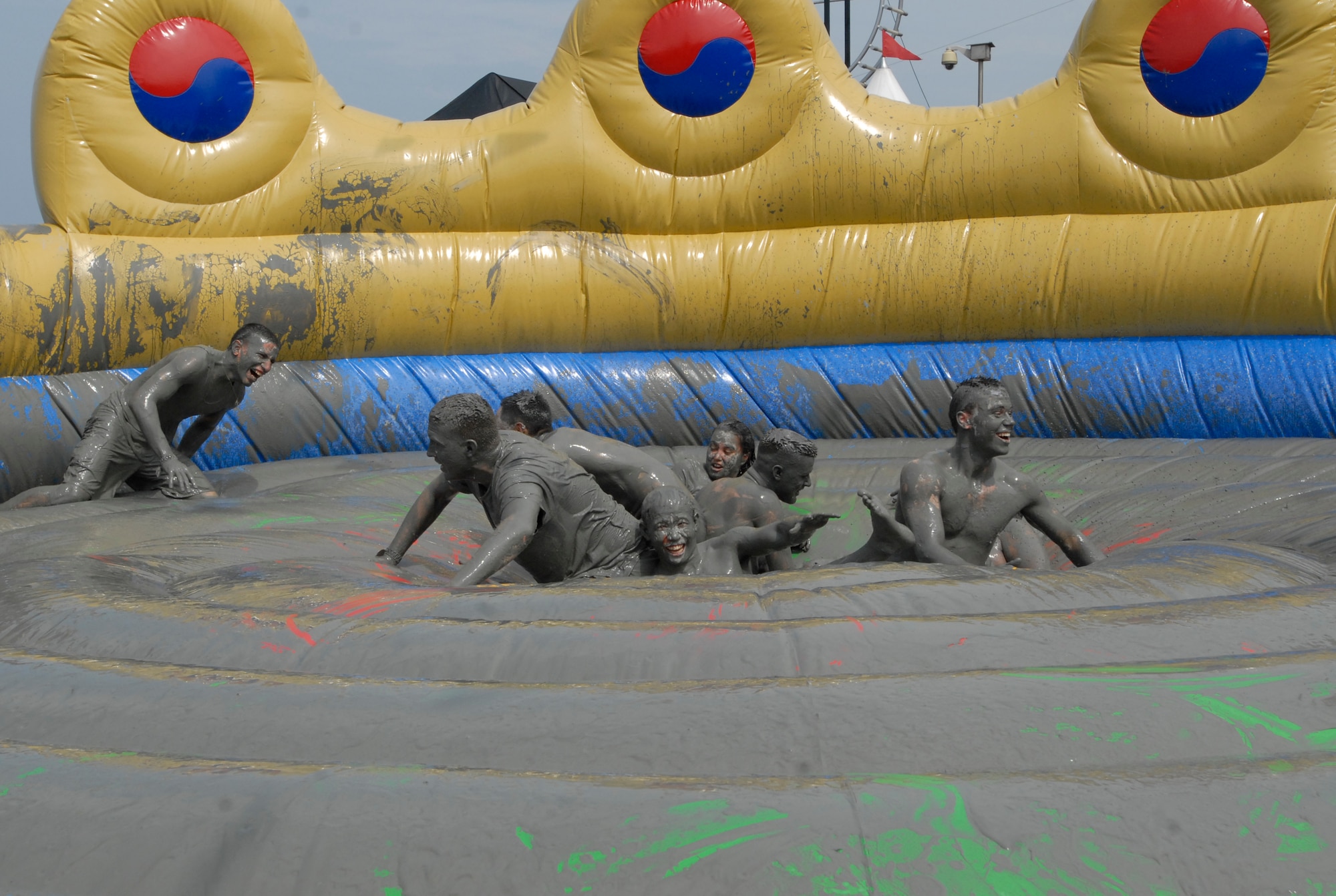 United States servicemembers from all over the Korean Peninsula came together and took part in the annual Boryeong Mud Festival at Daecheon Beach July 12. The festival had mud wrestling, slides, massages, mineral rich spas as well as parades and cultural performances. The 8th Force Support Squadron provided the trip for Wolf Pack members and offers numerous trips around Korea throughout the year. (U.S. Air Force Photo by Senior Airman Dana Hill)