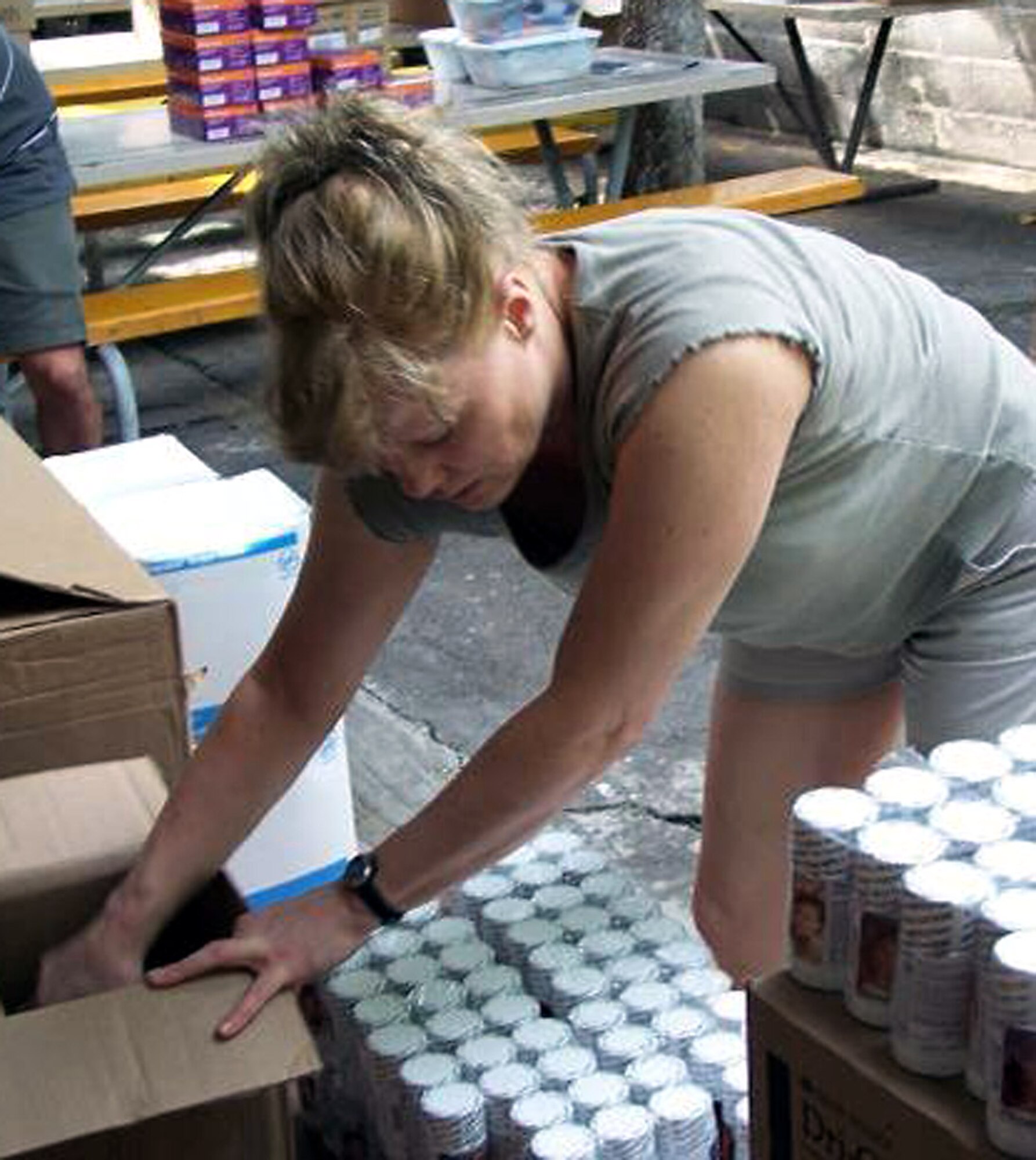 Lt. Col. Maureen Charles counts prenatal vitamins during a medical readiness exercise, or 'MEDRETE' June 20 in San Miguel, El Salvador. Airmen from the 21st Medical Group are supporting the Central American exercise as part of an ongoing U.S. Southern Command initiative. Colonel Charles is a 21st Medical Group women's health nurse practitioner. (U.S. Air Force photo)
