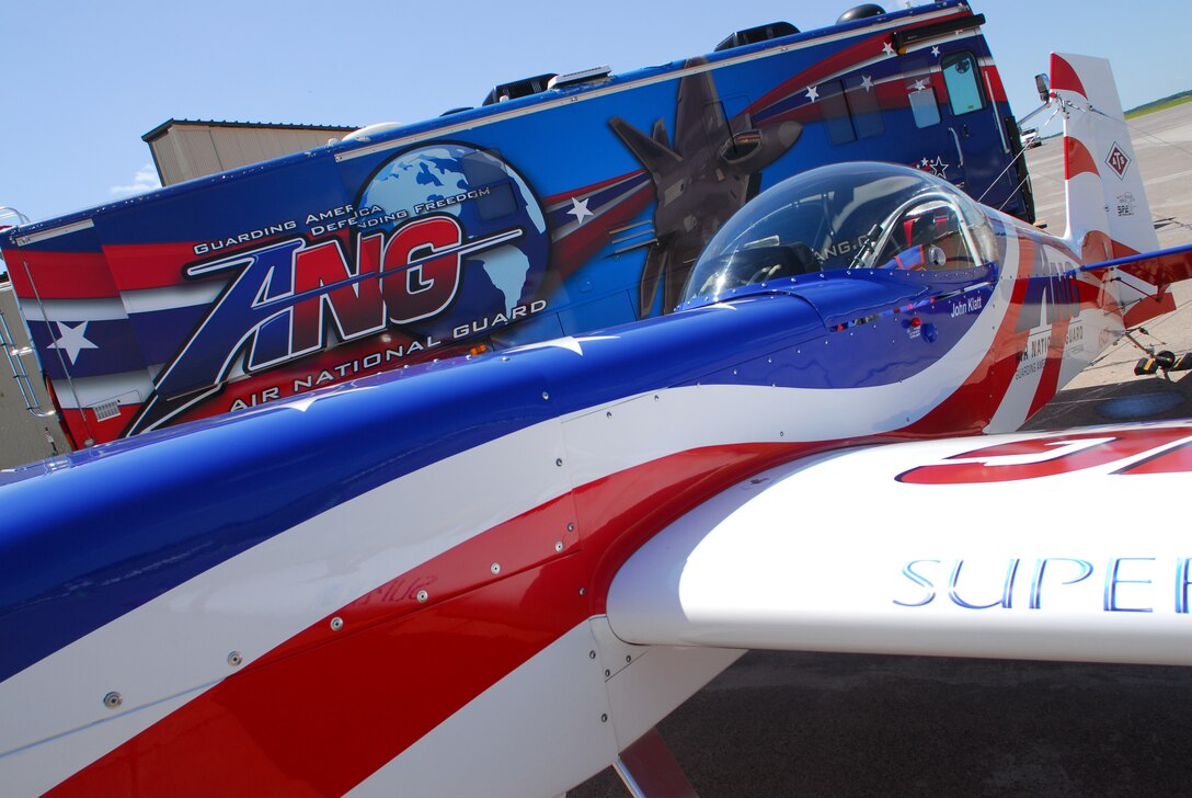 U.S. Air Force Major John Klatt's, 148th Fighter Wing Pilot, Staudacher S-300 stunt plane awaits the next day of flying  for an air show in Duluth, Minn. on 14 July, 2008.  John Klatt and the Guarding America, Defending Freedom Aerobatic team will be performing at the Duluth Air Show to promote the Air National Guard 19-20 July, 2008 . (U.S. Air Force photo by Tech. Sgt. Jason W. Rolfe)  (Released) 