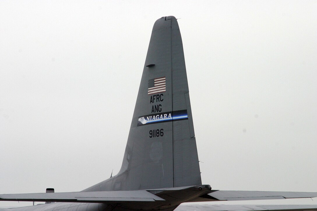 NIAGARA FALLS AIR RESERVE STATION, N.Y. - The new tailflash design representing the unique Reserve/Guard association here at Niagara has begun its appearance on the C-130 aircraft assigned to the Air Force Reserve, but operated and maintained by both Guard and Reserve personnel.  (U.S. Air Force photo / Mr. Michael Harvey)