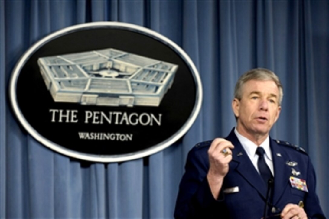 U.S. Air Force Lt. Gen. Henry Obering, director of the U.S. Missile Defense Agency, briefs the media on the status of the U.S. Missile Defense Program at a press conference in the Pentagon, July 15, 2008.  