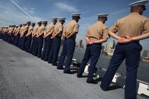 NEW YORK -- Navy and Coast Guard ships arrived in New York marking the beginning of Fleet Week New York 2010, May 26, 2010. More than 3,000 Marines, Sailors and Coast Guardsmen will be in the area participating in community outreach events and equipment demonstrations. This is the 26th year New York City has hosted the sea services for Fleet Week. (Official Marine Corps photo by Cpl Ryan Turnage / RELEASED)
