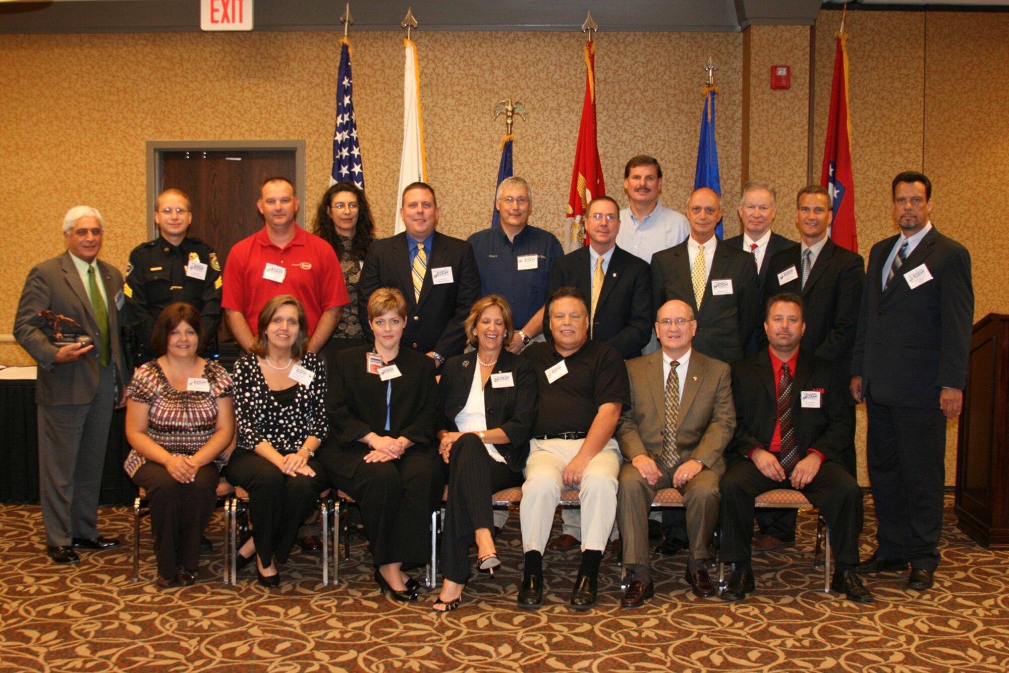 Employers from around the state pose for a photo after the state's Employer Support of the Guard and Reserve's annual awards program in Little Rock. Military employees nominated their employers for the awards. (Photo by Master Sgt. Bob Oldham)