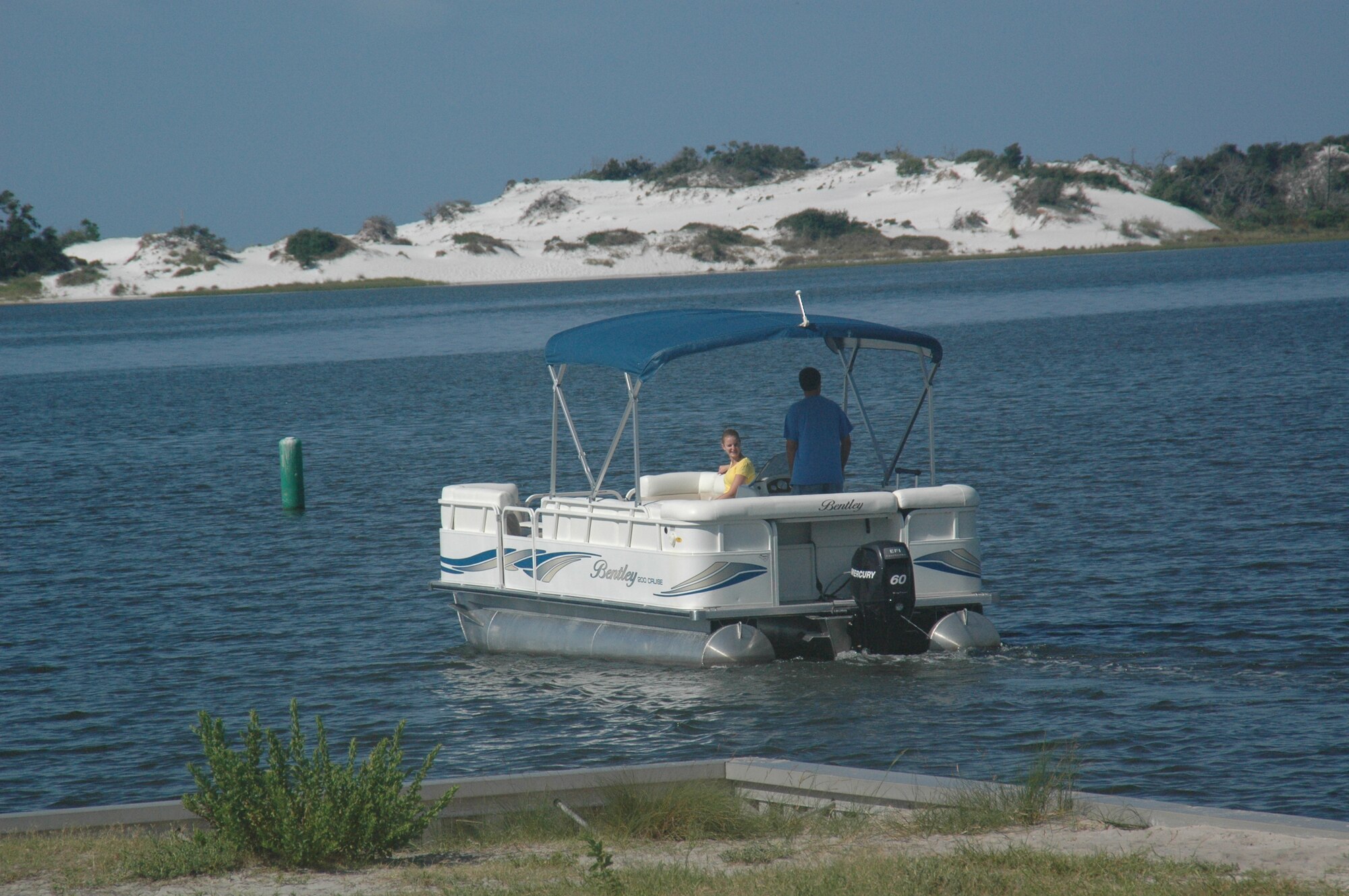This is one of two pontoon boats the base recently purchased with profits from the recycling program, which in the first six months of 2008, grossed $541,285. (Courtesy photo)