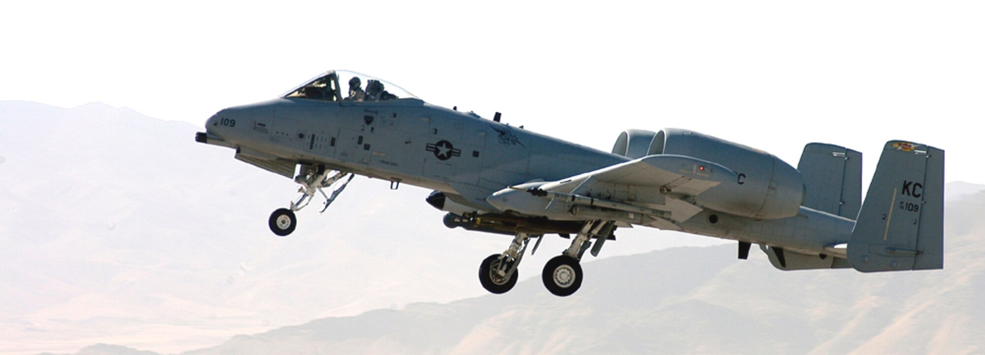 An A-10 pilot takes off in an A-10 Thunderbolt II in support of Operation Enduring Freedom in Afghanistan. (U.S. Air Force photo/Maj. David Kurle)
