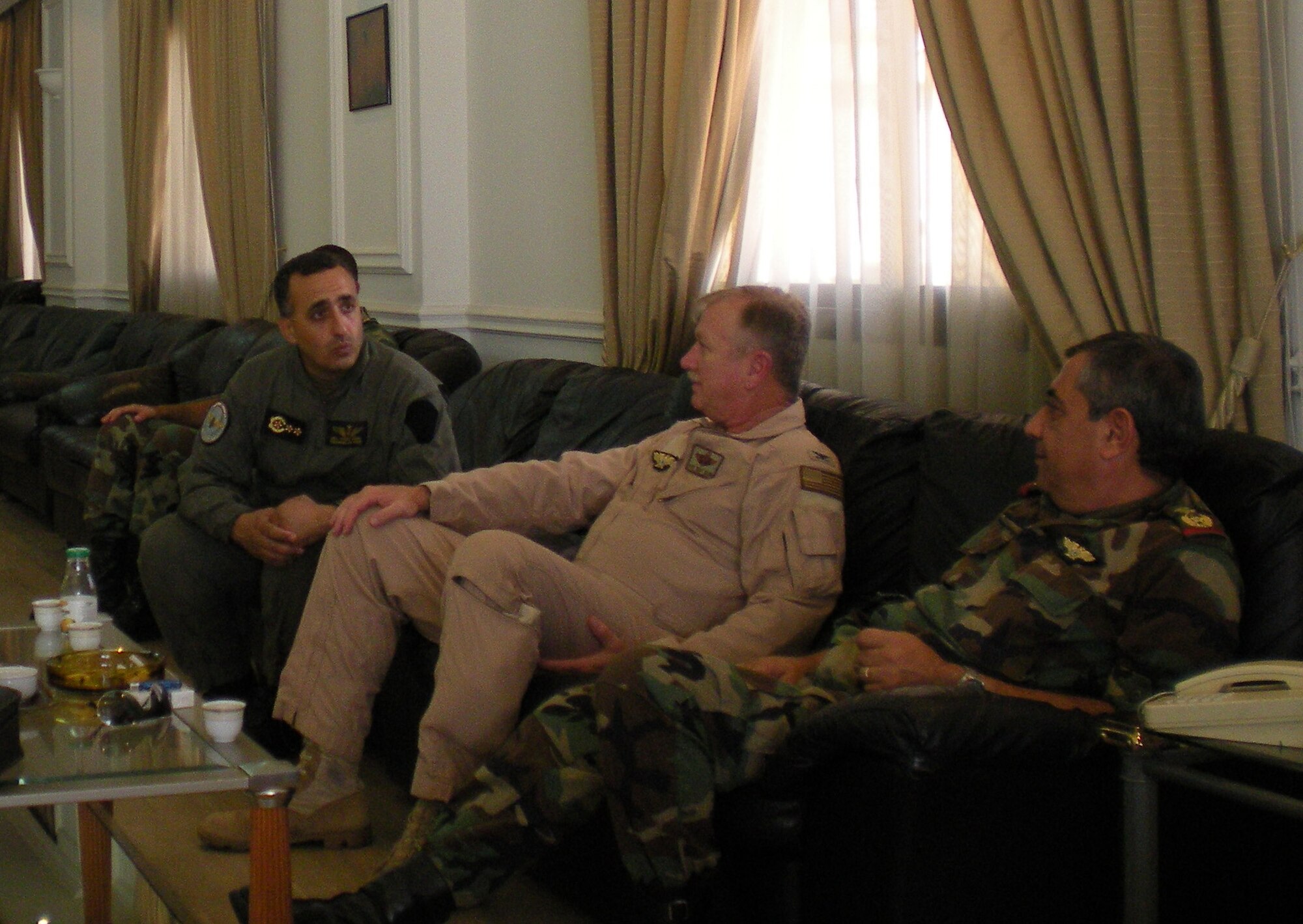 Col. Robert Dunn, 943rd Rescue Squadron commander, meets with senior members of the Lebanese Armed Forces during a recent visit to Beirut to encourage cooperation between the services June 25. (U.S. Air Force photo by Capt. Randy Allen)
