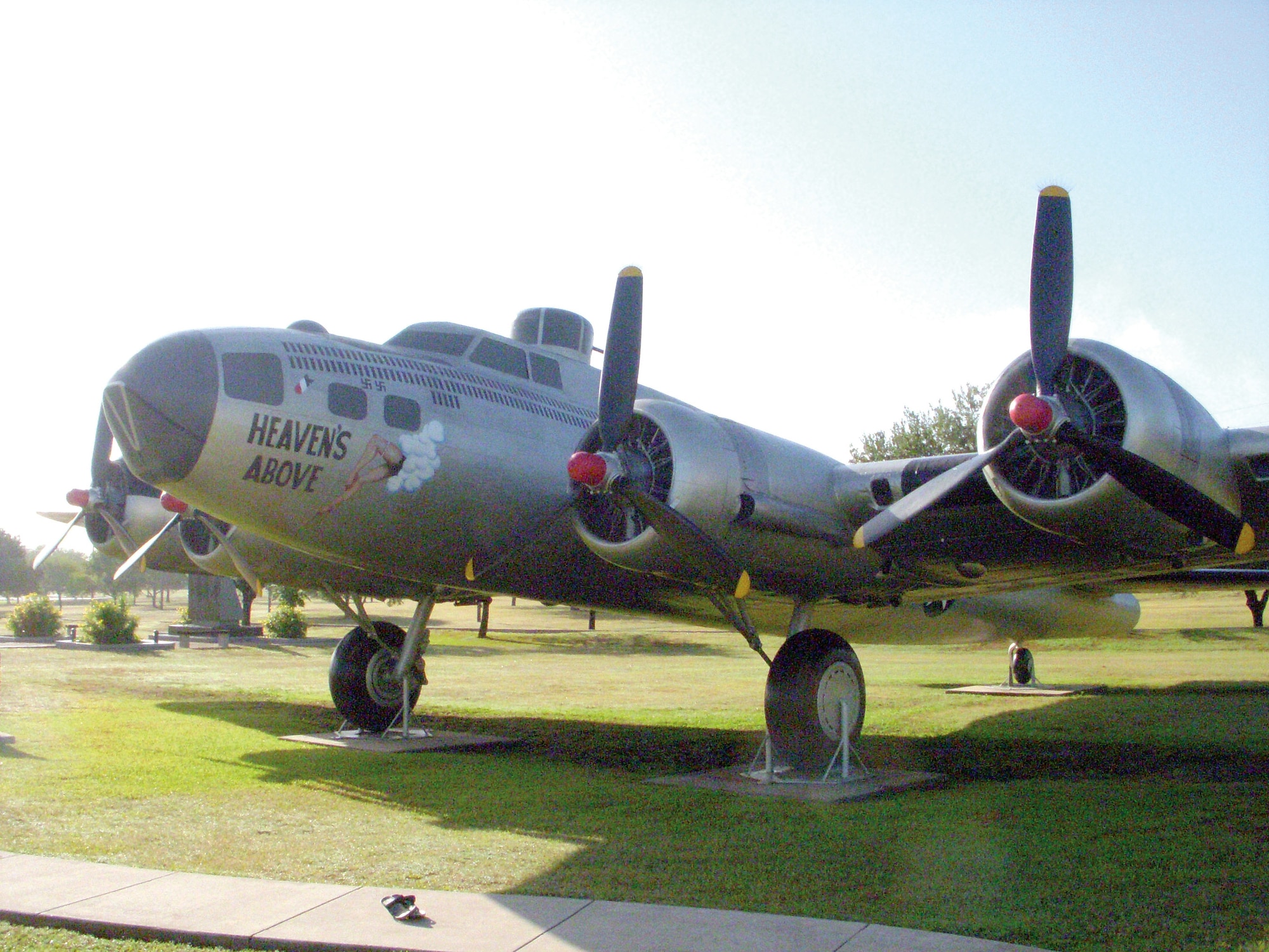 The "Heaven's Above" B-17 sits as a static display at the parade grounds at Lackland Air Force Base, Texas. (U.S. Air Force photo/Meredith Canales) 
