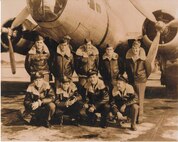 A World War II flight crew stands in front of the Heaven's Above. Howard Gibbs is center in the back row. (courtesy photo)