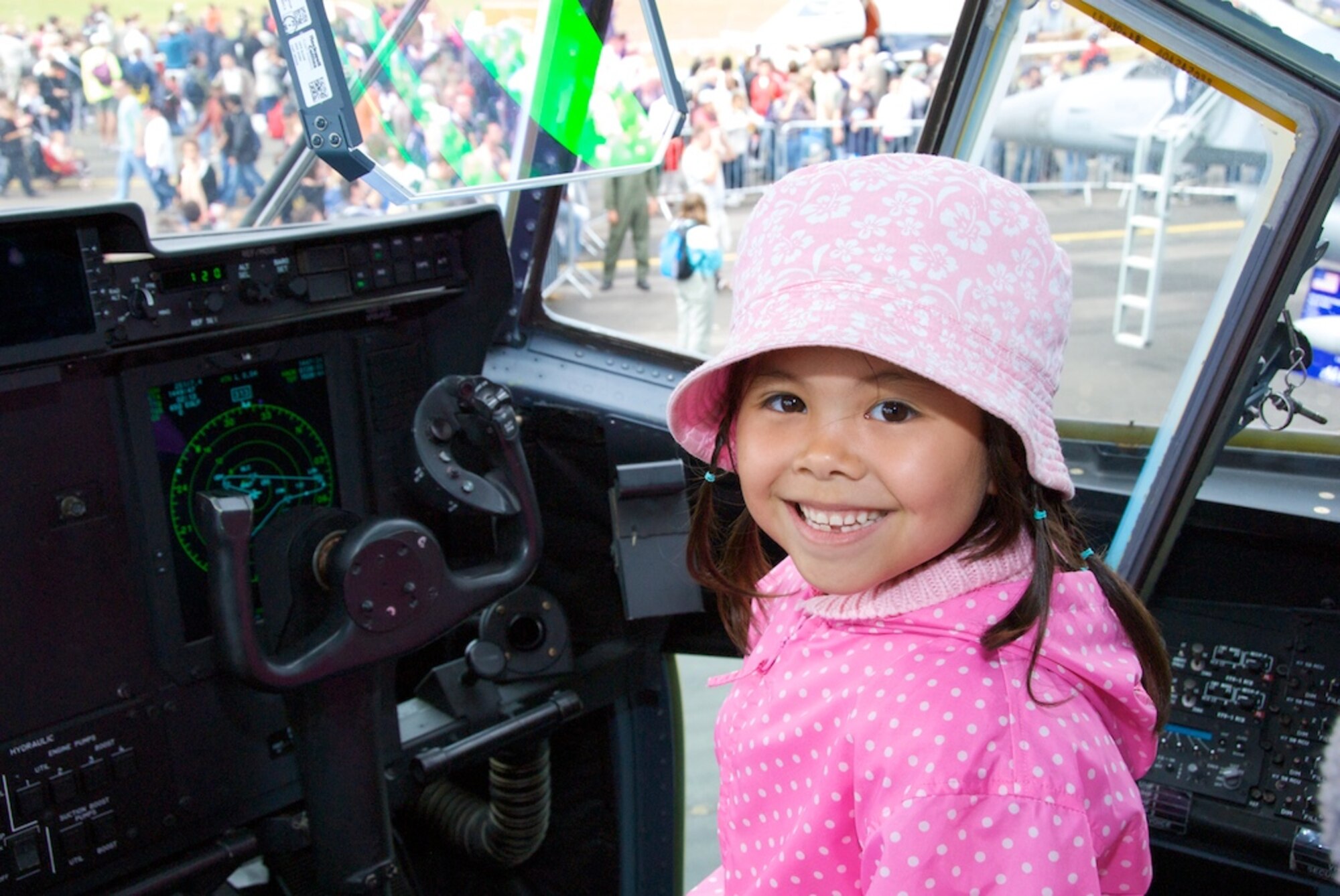 Kids of all ages were smiling from ear to ear as they toured one of the most popular exhibits of the air show, the Air Force Reserve C-130J.  The 815th Flying Jennies of the 403rd Wing showcased the J-model at the Farnborough Air Show in England, July 13-20, 2008.  "This is why we do air shows," said Maj. Chad Gibson, chief of Public Affairs, "the dreams of kids are created here."  The Farnborough Air Show is the largest air show in the world with more than a quarter of a million visitors.