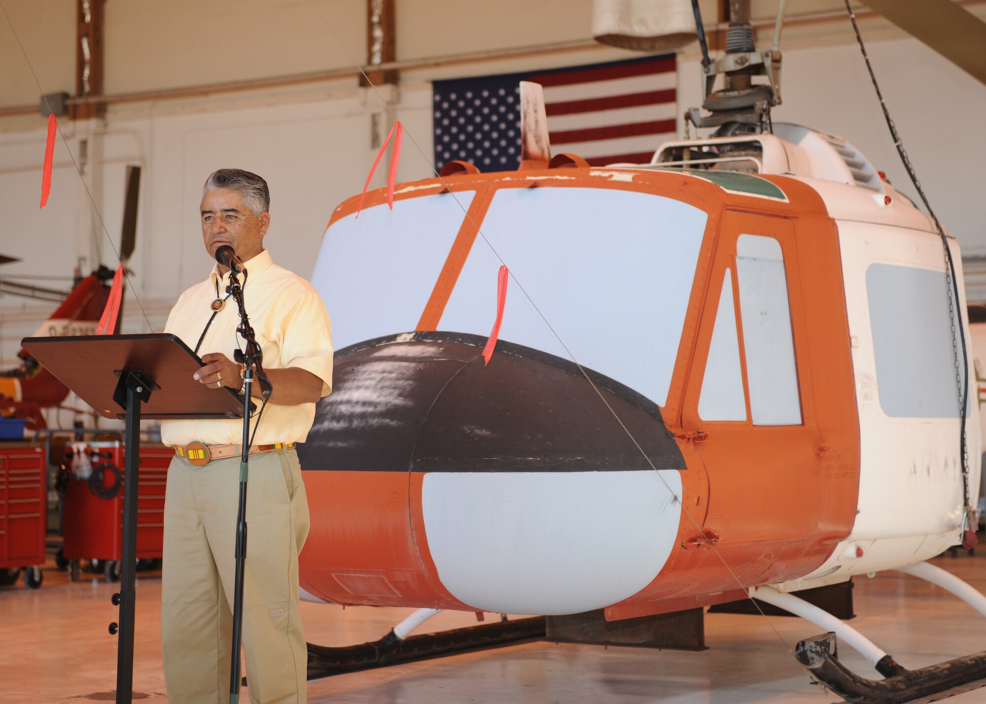 The Army Air Core out of White Sands Missle Range, N.M., donates a UH-1 to veterans July 16 at Holloman Air Force Base, N.M. The UH-1 will be put on display in Silver City, N.M. (U.S Air Force photo/Airman 1st Class DeAndre Curtiss)