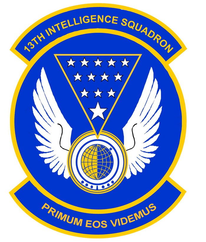 The 13th Intelligence Squadron patch. In accordance with Chapter 3 of AFI 84-105, commercial reproduction of this emblem is NOT permitted without the permission of the proponent organizational/unit commander. 