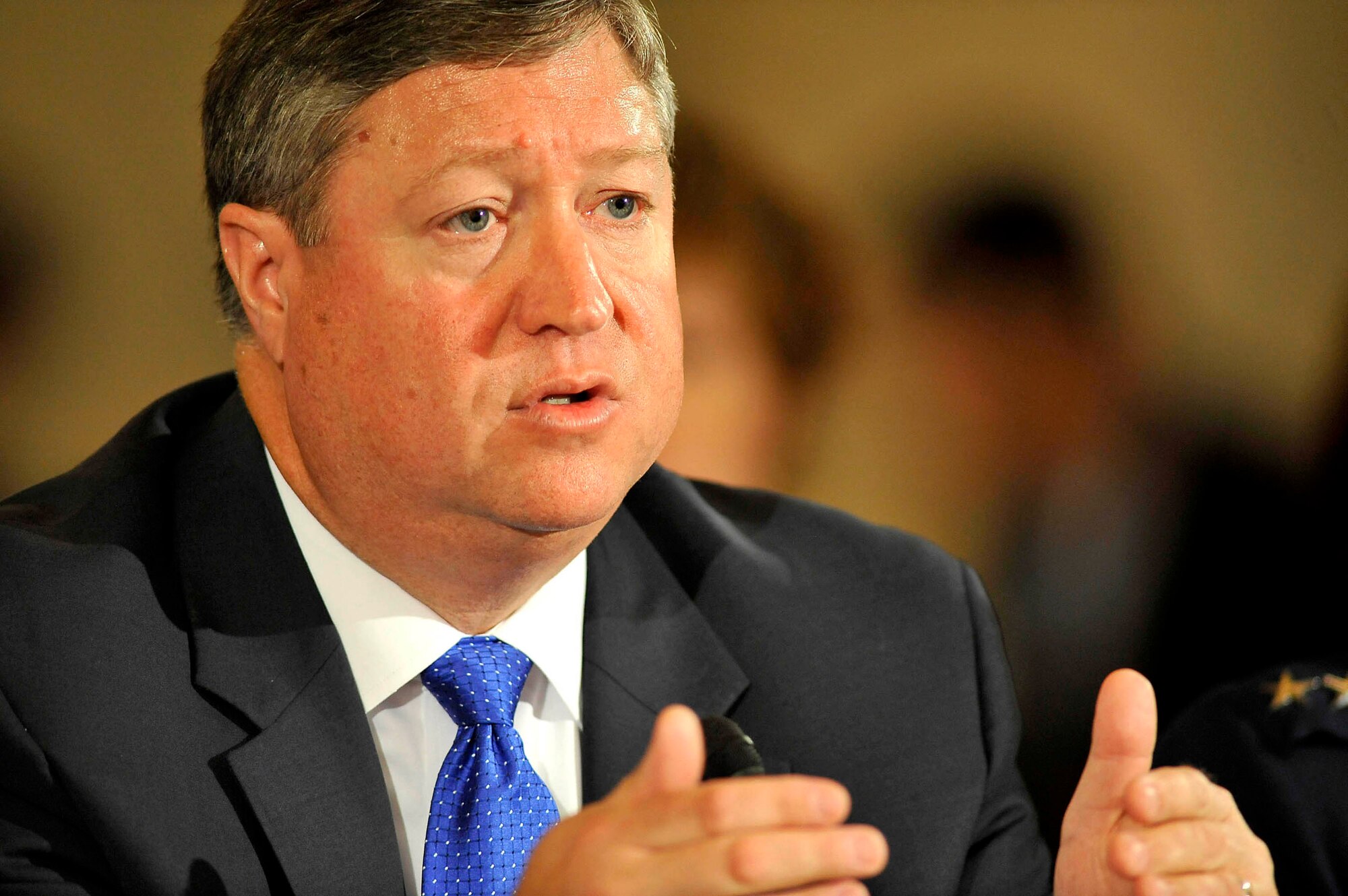 Michael B. Donley testifies before the Senate Armed Services Committee July 22 during hearings to examine his nomination as well as those of Gen. Norton A. Schwartz and Gen. Duncan J. McNabb for three key posts. Mr. Donley is being reviewed for secretary of the Air Force, General Schwartz for chief of staff, and General McNabb as commander of the U.S. Transportation Command.  (U.S. Air Force photo/Scott M. Ash)