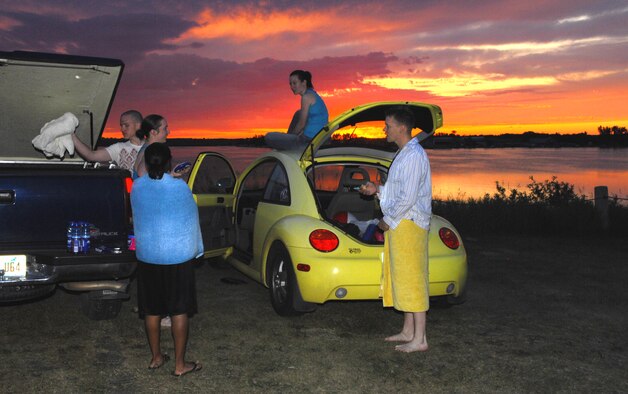 RICE LAKE, N.D. – Minot Airmen find solace at Rice Lake on the evening of July 20. The group visited the lake to relax and enjoy a cool swim in the clear waters. (U.S. Air Force photo by Airman 1st Class Benjamin Stratton)