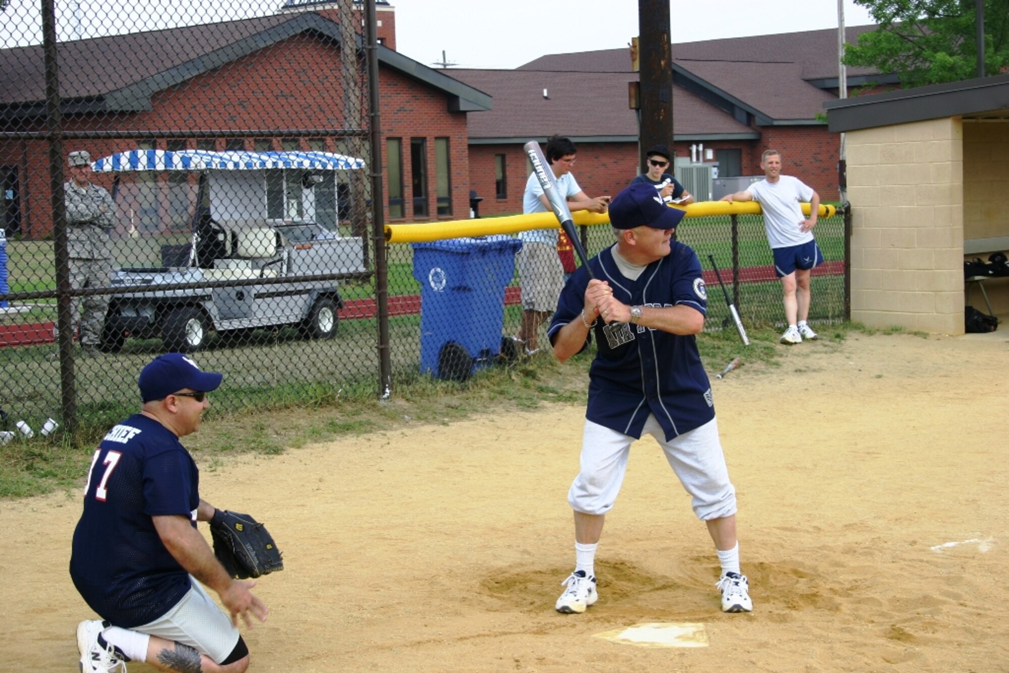 With the game on the line in the final inning, Colonel James Weber, 305th Maintenance Group commander was up to bat with the opportunity to give the Eagles a victory over the Chief's. He was able to crush a line-drive to center field, but was unable to bring his team to victory, as the chiefs held on to win 14-13.