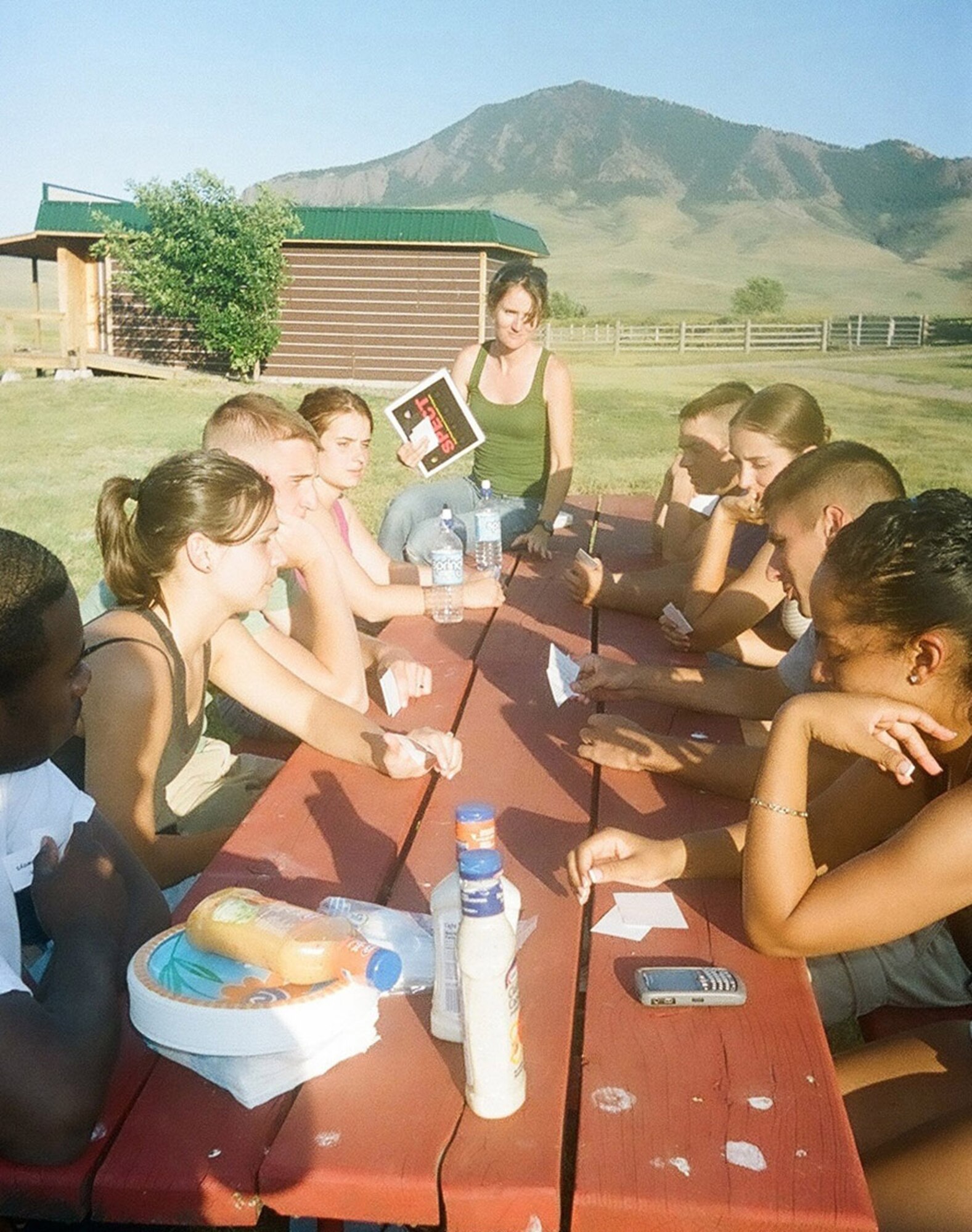 Kelley Suggs, Health and Wellness Center health eduction program manager, teaches a class on healthy eating, exercise and the effects of alcohol on the body. The class was held before dinner during an alcohol-alternative camping trip at the Bull Run Ranch, near Cascade, Mont. (U.S. Air Force photo/Airman 1st Class Emerald Ralston)