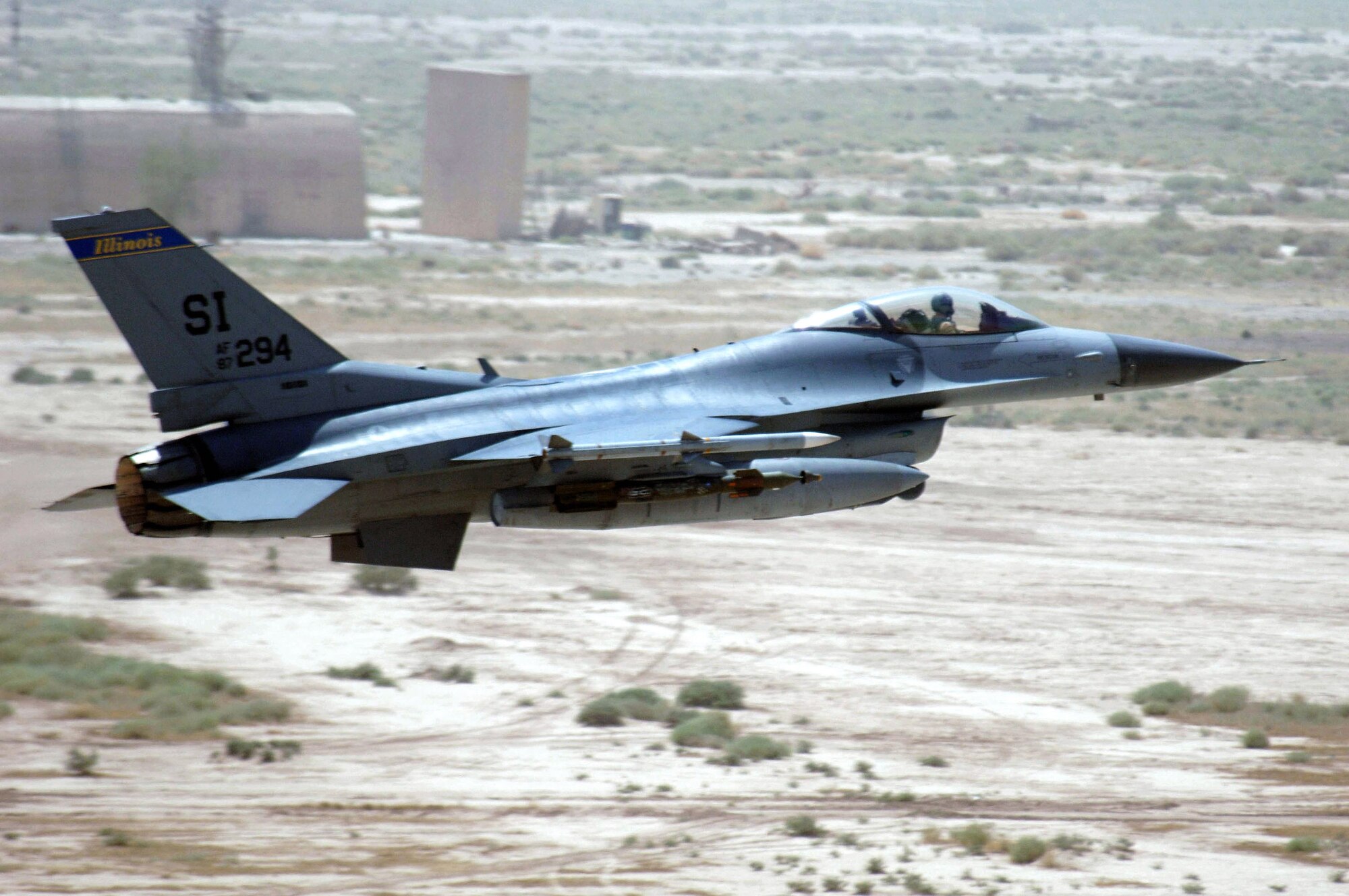An F-16 Fighting Falcon assigned to the 332nd Expeditionary Fighter Squadron at Joint Base Balad, Iraq, takes off on an Operation Iraqi Freedom mission. The F-16 provides close-air support and "eyes in the skies" intelligence, surveillance and reconnaissance for ground forces during combat operations. (U.S. Air Force photo/Staff Sgt. Tony R. Tolley) 