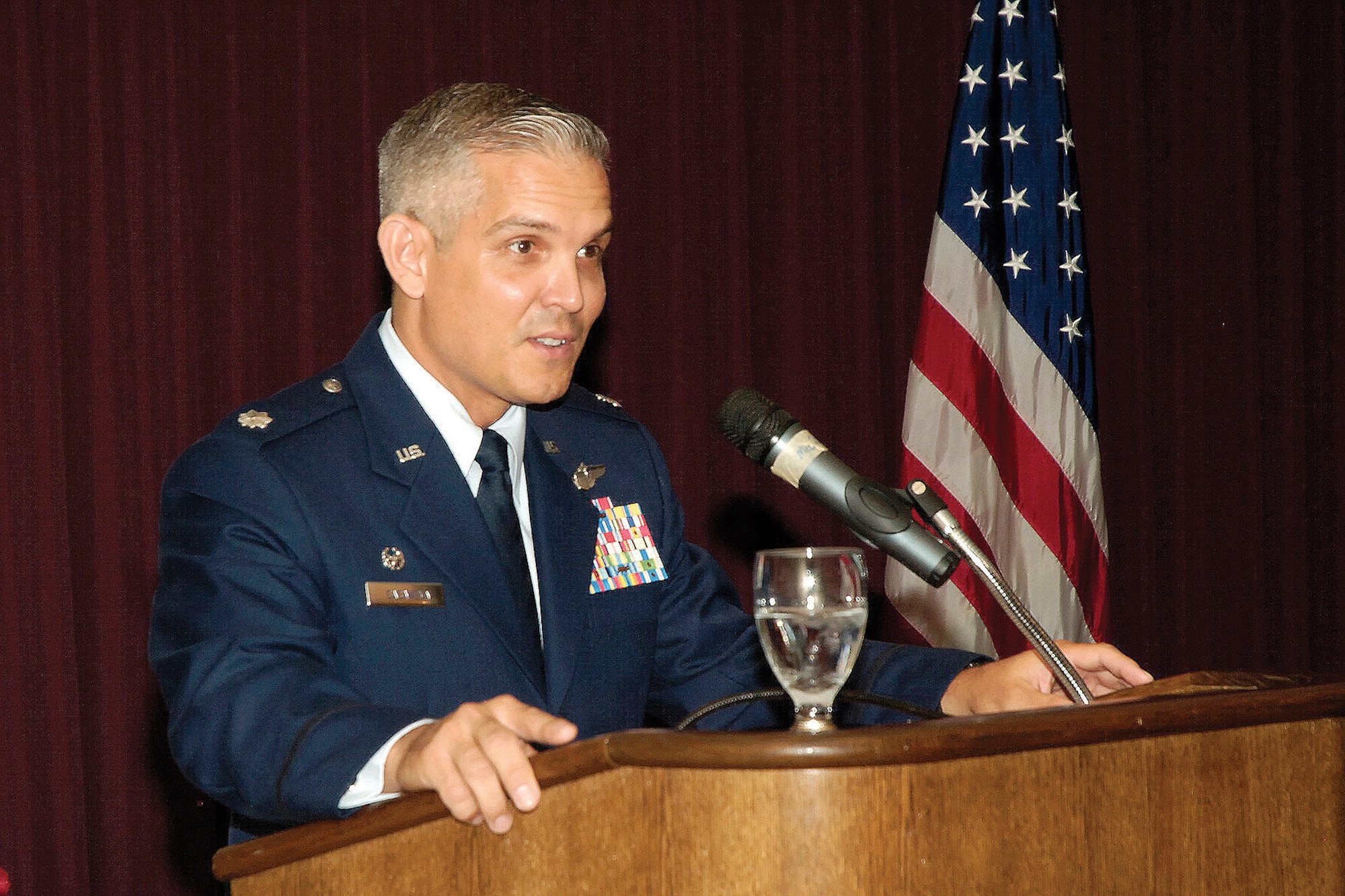 Lt. Colonel Javier Casanova assumed command of the 349th Recruiting Squadron from Lt. Colonel Frank Alberga on July 18. (Air Force photo/Kelly White)