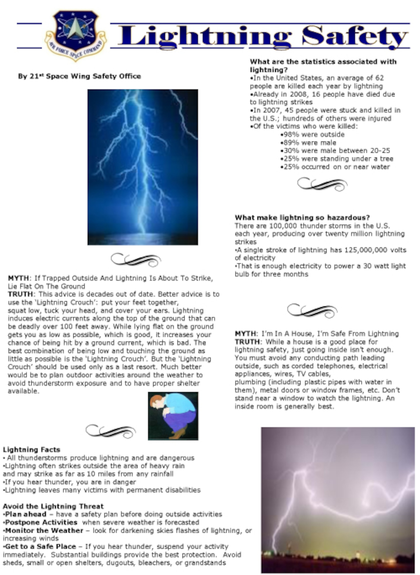 The 101 Critical Days of Summer lightning safety poster. (U.S. Air Force graphic)