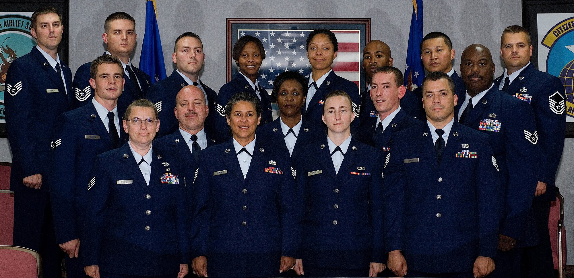 Seventeen 512th Airlift Wing members completed the Noncommissioned Officer Leadership Development Course here July 18. The NCOLDC is a 10-day program which provides leadership training to mid-level enlisted personnel through college-level academics and practical military instruction. The next course is scheduled for the spring of 2009. Interested NCOs can register through the 512th Education and Training Office. (U.S. Air Force photo/Roland Balik)