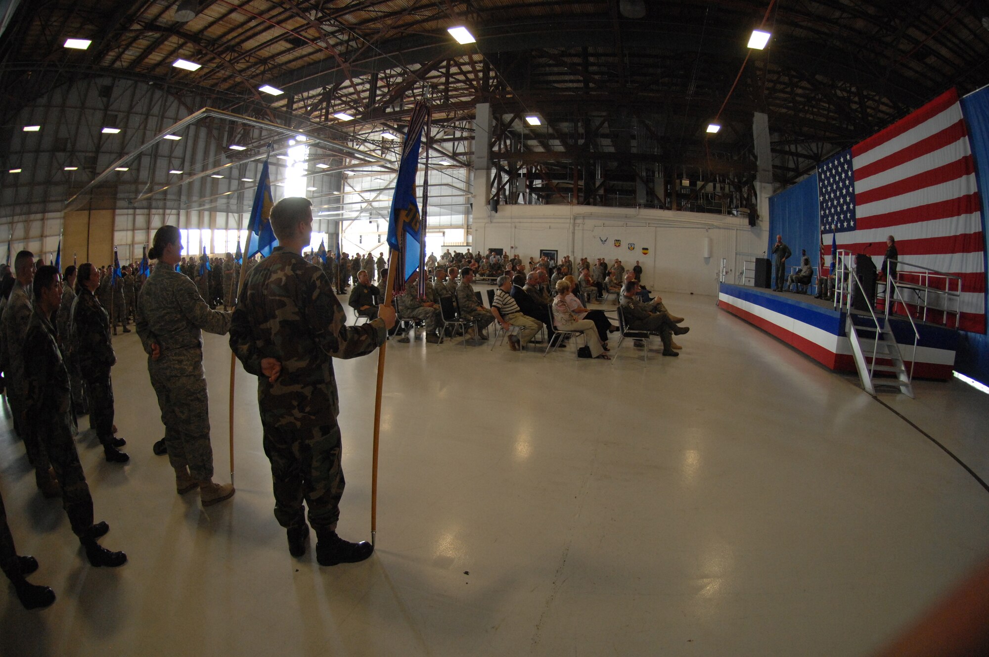 SHAW AIR FORCE BASE, S.C. -- Col. James Post, 20th Fighter Wing commander, provides an ending speech during the Team Shaw quarterly awards ceremony July 23. The ceremony is a way for supervisors and leaders to improve morale and recognize some of our most deserving individuals. (U.S. Air Force photo/Staff Sgt. Nathan Bevier)