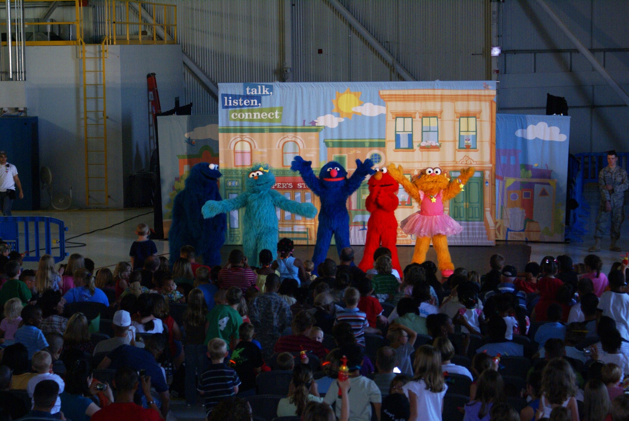 More than 1700 children and their families enjoyed the first Sesame Street Experience performance here July 24 in Hanger 9. A second performance was held here July 25. (U.S. Air Force photo/Staff Sgt. Eric Burks)