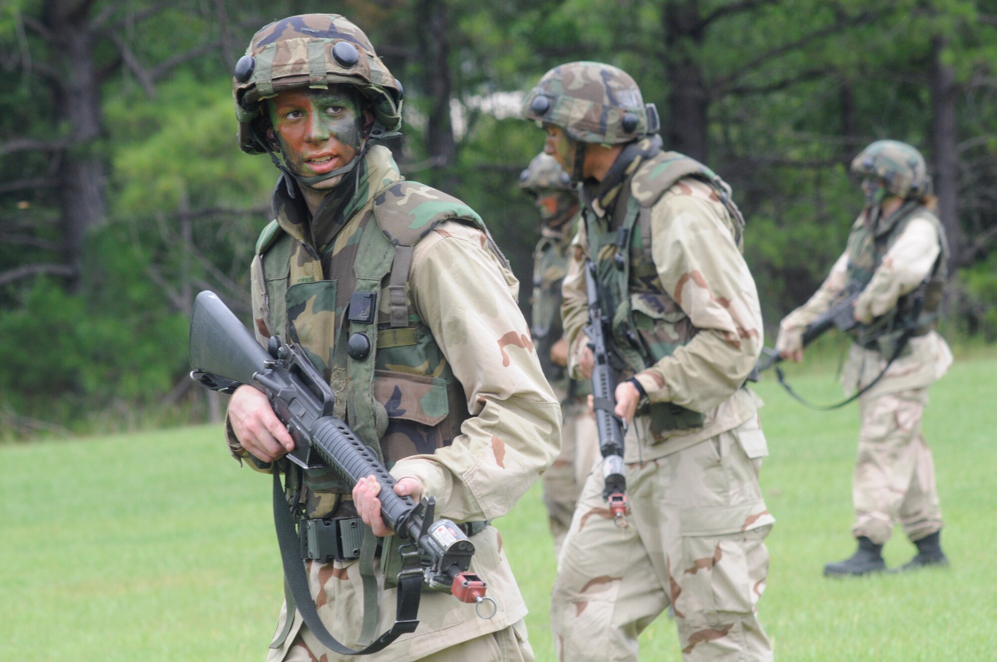 Cadets practice a tactical drill during gator gully training July 23.  U. S. Air Force photo by Sue Sapp