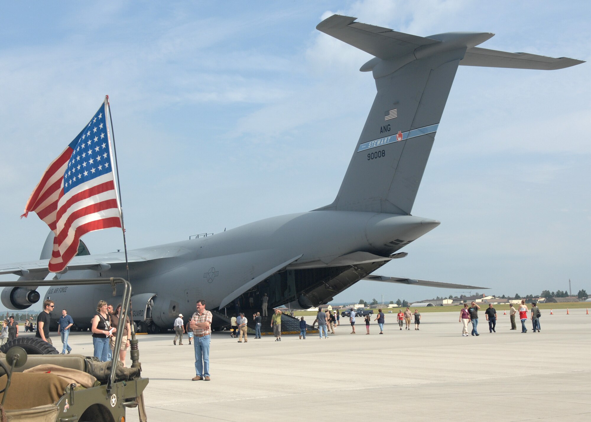 SPANGDAHLEM AIR BASE, Germany – Visitors take the opportunity to explore a C-5 Galaxy; one of several aircraft on display during the Open House, July 26, 2008. The Open House included static displays, and squadron demonstrations. More than 15 thousand visitors attended. (U.S. Air Force photo by Airman Staci Miller)