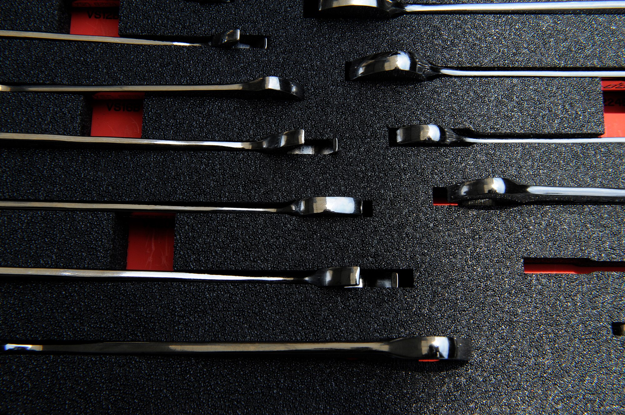 MOODY AIR FORCE BASE, Ga. -- Tools used by maintainers wait to be used on an A-10C Thunderbolt II aircraft here July 25. (U.S. Air Force photo by Airman 1st Class Brittany Barker)