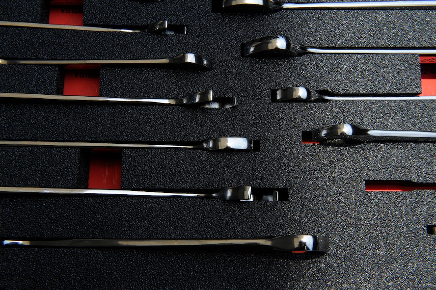 MOODY AIR FORCE BASE, Ga. -- Tools used by maintainers wait to be used on an A-10C Thunderbolt II aircraft here July 25. (U.S. Air Force photo by Airman 1st Class Brittany Barker)