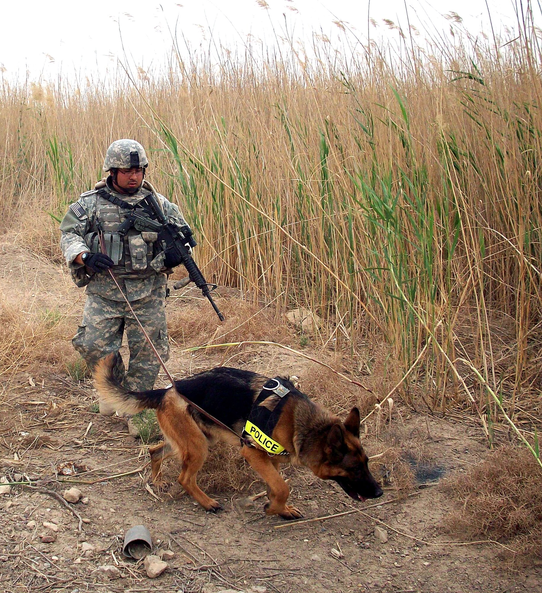 Staff Sgt. Raymond Castro, 377th Air Base Wing Security Forces Squadron, with military working dog Wisum were deployed for six months. Courtesy photo