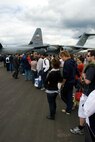 FARNBOROUGH, England -- Crowds line up to tour the world's most technologically advanced C-130J from the Air Force Reserve Command's 403rd Wing, Keesler Air Force Base, Miss. More than a quarter of a million people visited the Farnborough Air Show in England July 13-20, 2008. (U.S. Air Force photo/Maj. Chad E. Gibson)

