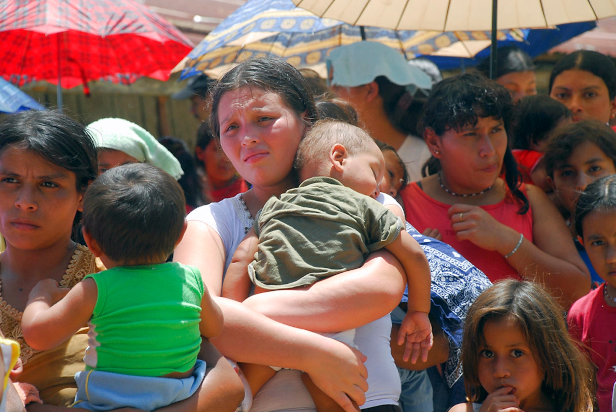 More than 700 people were seen during a medical readiness training exercise in Santa Barbara, Honduras, July 25. People who attended stood in lines for up to three hours to be seen by U.S. and Honduran medical officials. (U.S. Air Force photo/Staff Sgt. Joel Mease)