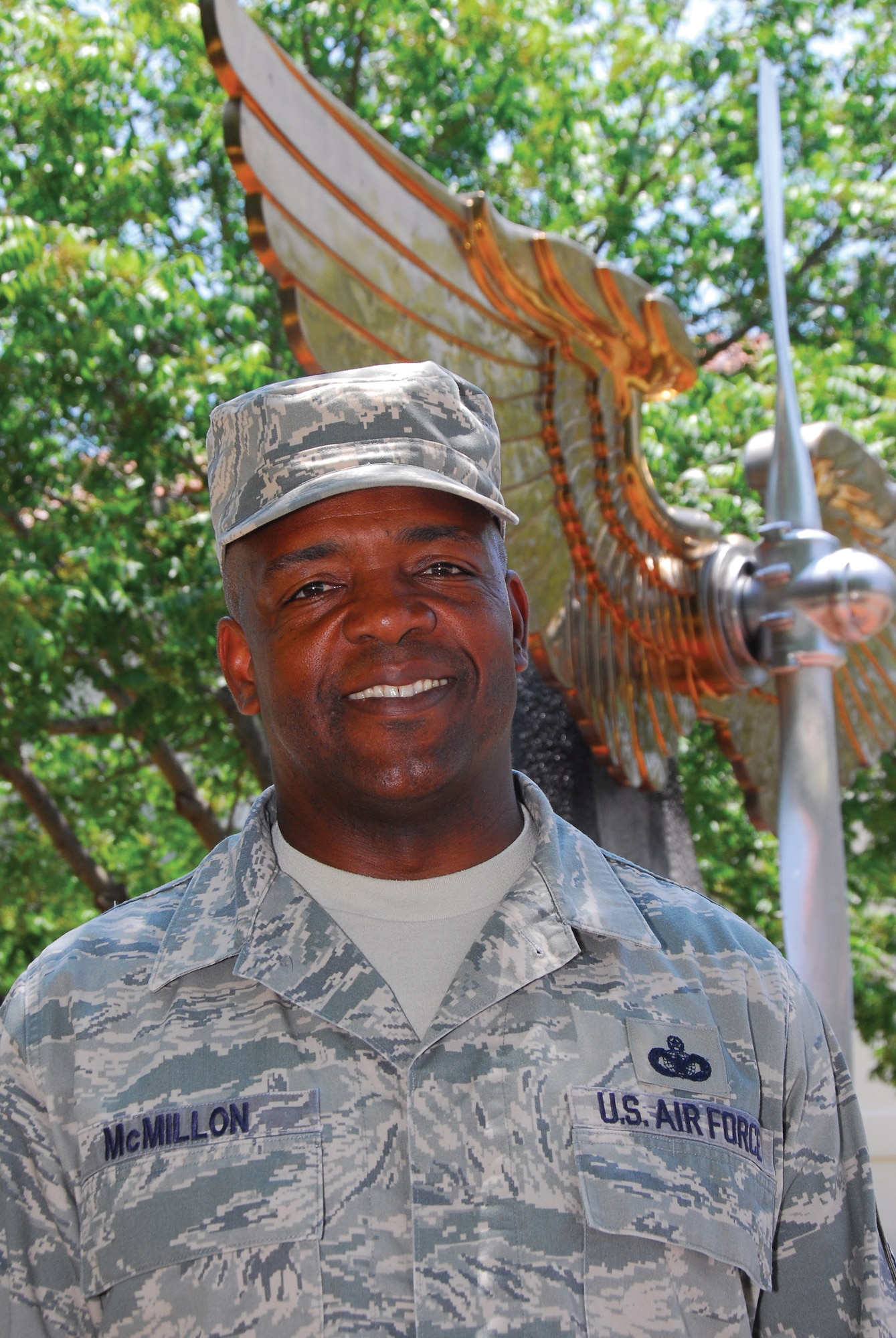 Chief Master Sgt. Brye McMillon, Air University command chief, recently arrived at Maxwell after being stationed with the 18th Air Force at Scott Air Force Base, Ill. The new command chief plans to help Airmen focus on their education. (Air Force photo by Scott Knuteson)