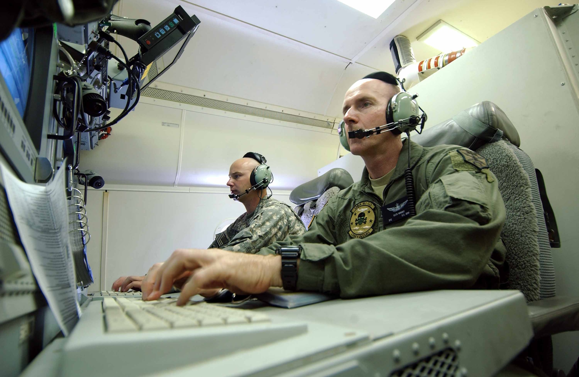 Members of the E-8C Joint Surveillance Target Attack Radar System team targeted information to the fighter and bomber aircraft during their exercises in the Korean Peninsula area July 29. (U.S. Air Force photo/Tech. Sgt. Rey Ramon)