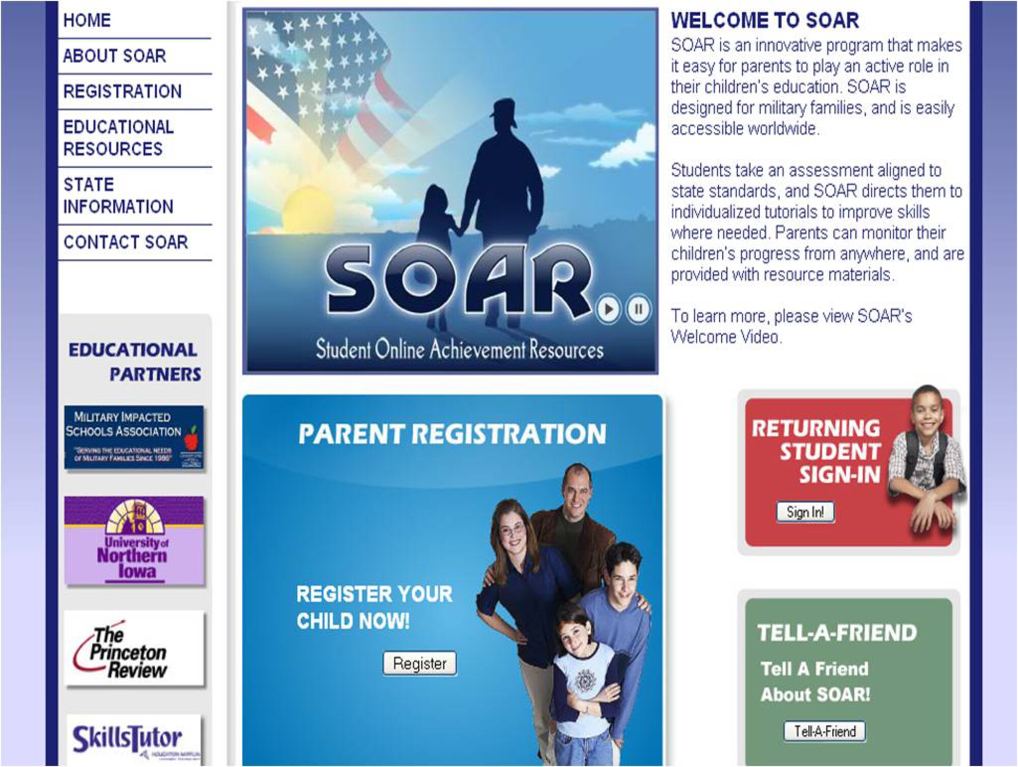 The Student Online Achievement Resources program helps families manage their children's education with a focus on math, reading and language arts. For more information, go online to www.MilitaryImpactedSchoolsAssociation.org or www.soarathome.org. (Courtesy graphic)