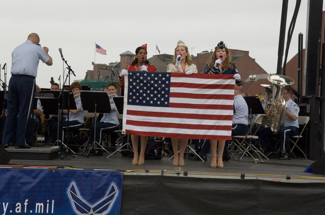 The USAF Band of Liberty in concert with "The American Belles" at Boston's Christopher Columbus Park. (photo by Roderick Berry)