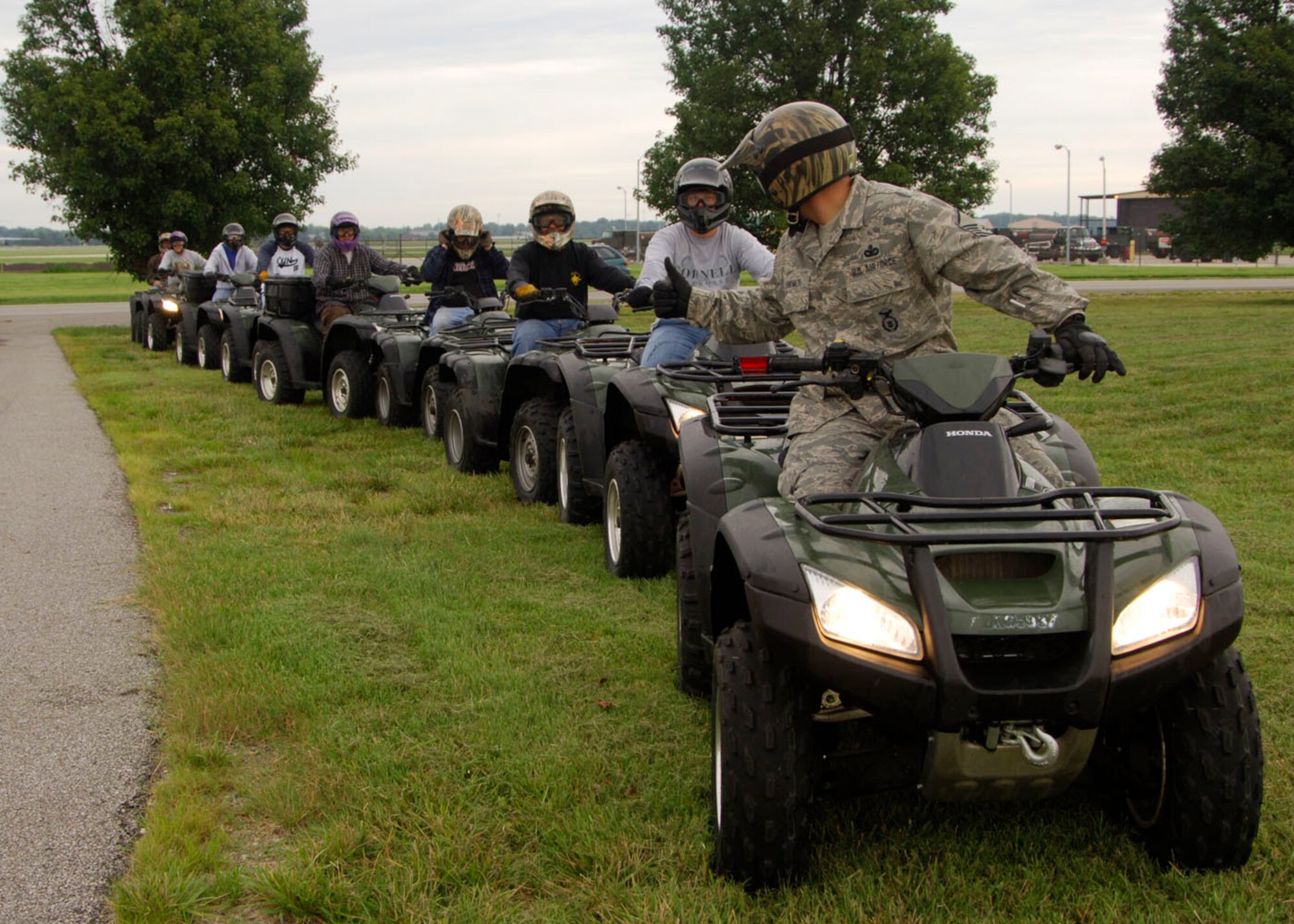 SCOTT AIR FORCE BASE, Ill. -- 375th Security Forces Squadron civilian police trainee, Greg Littlejohn, trains on an all-terrain vehicle. ATV’s are used when security forces members do perimeter checks and other events when needed such as the airshow.
(US Air Force photo/Airman 1st Class Wesley Farnsworth)
